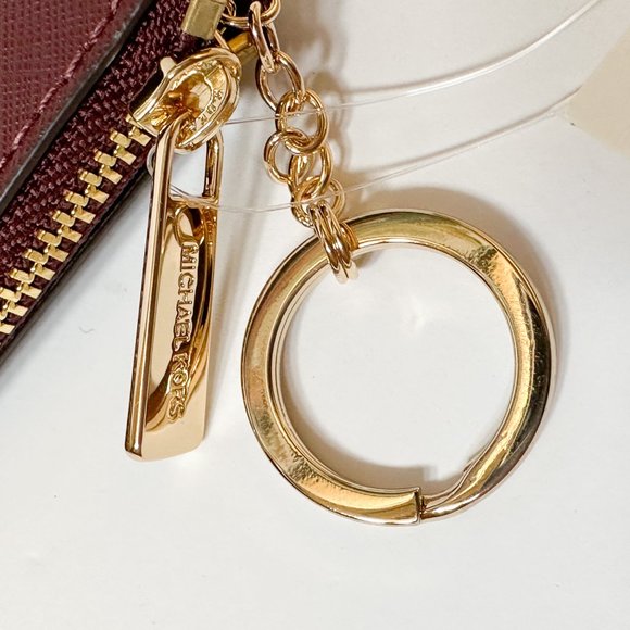 Michael Kors Jet Set Travel Small Top Zip Coin Pouch ID Key Holder Wallet Merlot - Picture 11 of 11